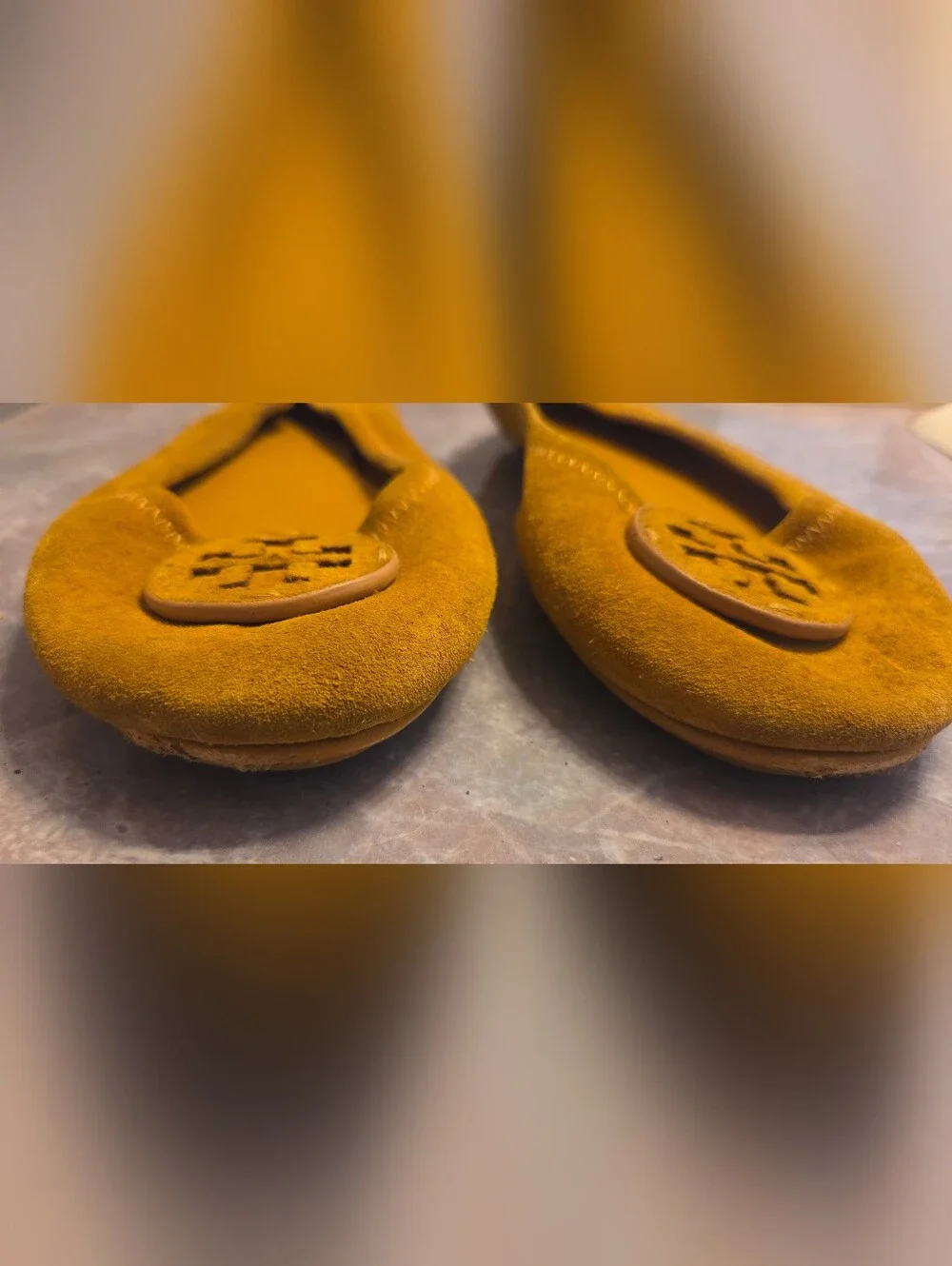 Tory Burch Mustard Suede Ballet Flats